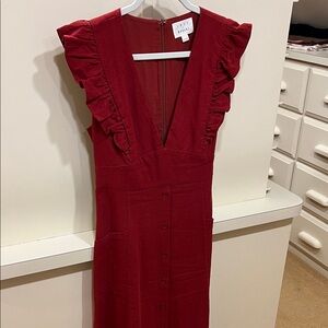 Lost + Wander Deep Red Ruffled Dress